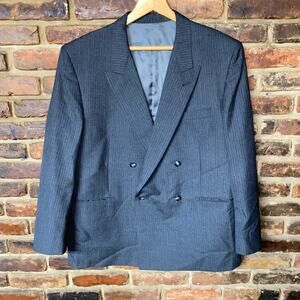 Eastwick Gray Stripe Wool Blend Double Breaster Blazer Jacket Sports Coat 46S